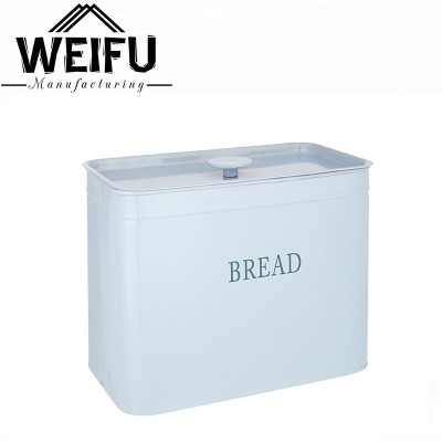 White Square Rectangular Metal Bread box Bread Bin