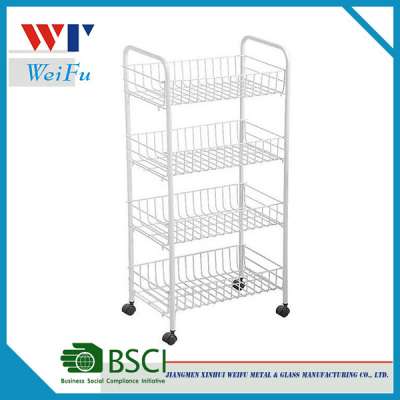 4 Tier Multifunction Utility Cart Kitchen Storage Cart with 4 Wheels , Easy moving